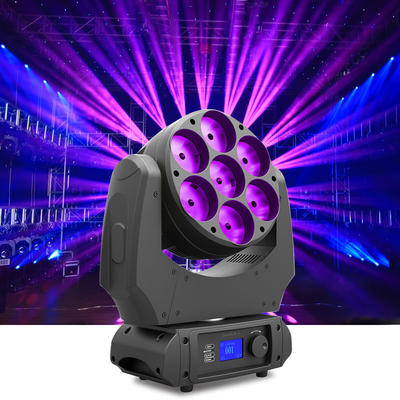 7x40w RGBW 4 em 1 Beam Wash LED Moving Head Light com Zoom DJ Club Disco Light