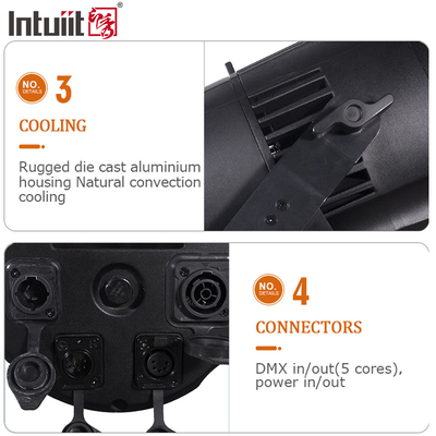 200W COB Luz LED Zoom linear 10 a 55 graus RGBW Sala de conferências Teatro Luz de inundação DMX LED Par