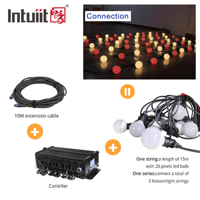 Iluminação de férias Luz de lâmpada LED com fio de pixel Luz LED à prova d'água Dmx Rgbw Multi-Colour String Luz de fio de lâmpada LED de Natal
