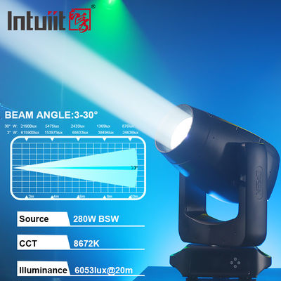 IP66 280w LED BSW Beam Spot Wash CMY Moving Head Sharpy Light Teatro Evento Luz de palco para concerto