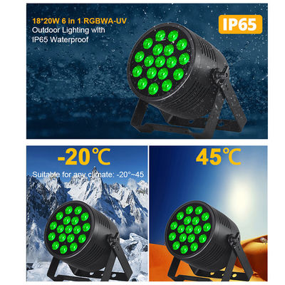 Luz de palco exterior IP65 Impermeável 18x20W LED Par RGBWA+UV 6 em 1 DMX512 Lâmpada de lavagem para festa de casamento Disco Edifício da fachada