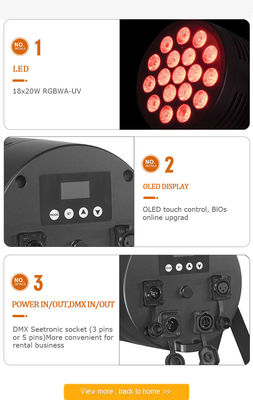 IP65 18*20w Rgbwauv 6in1 Led Waterproof Par Light Light Stage Light Outdoor Dj up Iluminação de casamento