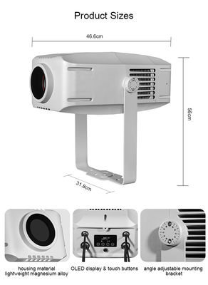 Projetor de logotipos LED Zoom personalizado para publicidade, 200W, à prova d'água IP65, para exterior e interior