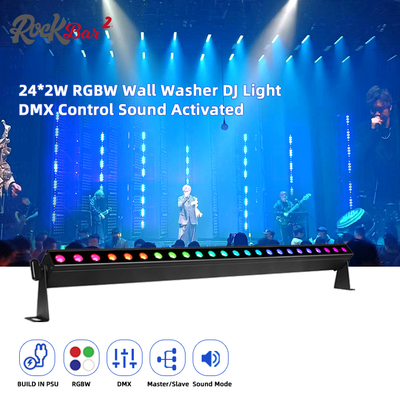 24*2W RGBW 4in1 Led Wallwasher bar Modo de som Dj Wedding City Events Stage Led Wash Light