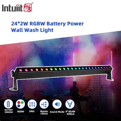 IP20 24x2W RGBW 4in1 Bateria de energia Smart controle de som ativo LED Lâmpada de barra de máquina de lavar parede