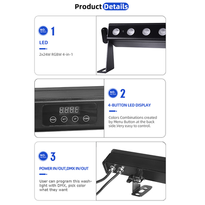 IP65 Bateria Power Led Wall Washer 12pcsx2W Rgbw 4in1 Led bar Light para exterior