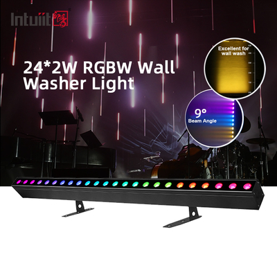 Iluminação de palco LED 24*2W DMX512 RGBW Luz LED Bares Disco Linear Clube de palco Casamento Luz LED de lavagem de parede ativada por voz