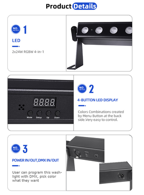 Luminária de parede LED Uplight com bateria, DMX, RGBW, 12x2W, IP20, para eventos, festas, casamentos