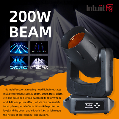 2025 Novo Moving Head Beam LED de 200W Efeito Roda de Oito Cores para Iluminação de Palco