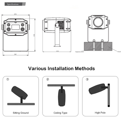 Projetor LED RGBW colorido para exteriores de 60W com padrão de água, à prova d'água IP65, para projeção de paisagens