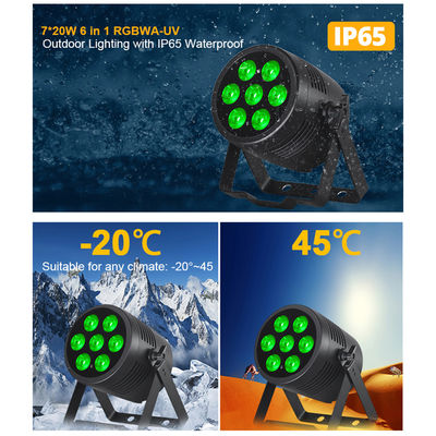 Luz LED PAR 7x20W RGBWA+UV 6 em 1 IP65 para Exterior — DMX512 à Prova d'Água para Palco, Casamento e Eventos