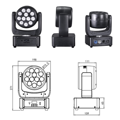 Equipamento de iluminação do palco do evento DMX Beam RGBW 12x8w Led Wash Moving Head Light