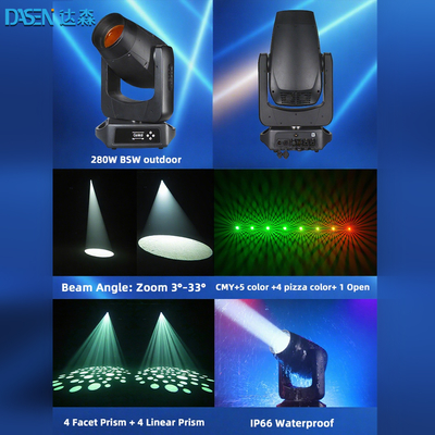 2025 BSW 280W LED Moving Head Stage Light DMX512 Beam Spot Wash 3em1 para DJ Disco Show CMY