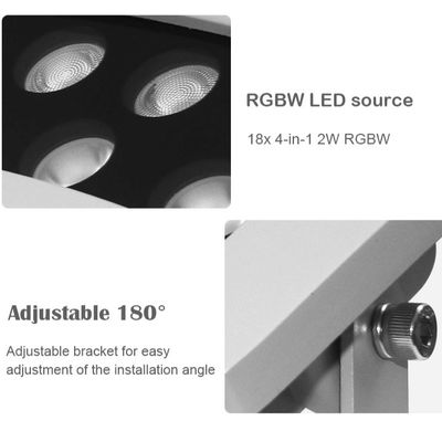 Profissional RGBW LED Edifício Árvore Luz de Inundação IP65 DMX512 LED resistente à água Luz de Inundação LED para Iluminação de fachada exterior 36W