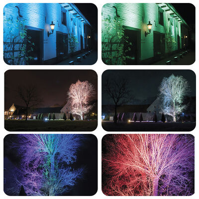 Refletor LED Exterior 40x10W RGBW para Lavagem de Fachada, Cor de Cidade, IP65