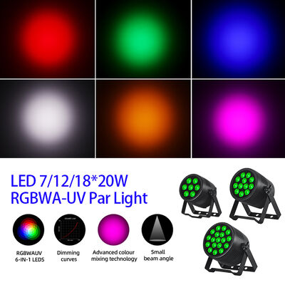 LED 7/12/18X20W Rgbwa Uv 6In1 impermeável DMX 512 LED Par Light para projetos ao ar livre
