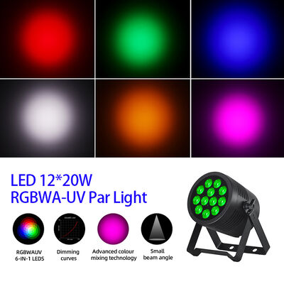 Lâmpadas Par 12X20W 6In1 RGBWA UV Impermeável Exterior DMX Par Luz Luz Escenário