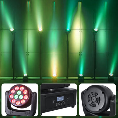 Venda Quente 12pcs 8W RGBW 4in1 Mini LED Beam Wash Moving Head Light DMX Control Sound Lâmpada de palco ativa para clube noturno KTV