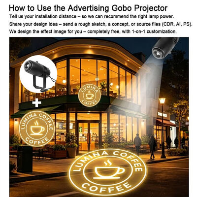 Luz de projeto de logotipo personalizado Projeto de Gobo à prova d'água para exterior 60W Luzes de publicidade LED para marca de negócios