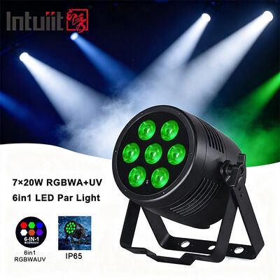 Luz LED PAR 7x20W RGBWA+UV 6 em 1 IP65 para Exterior — DMX512 à Prova d'Água para Palco, Casamento e Eventos