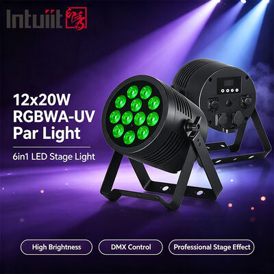 12*20W RGBWA+UV 6in1 LED Par Light IP65 Área exterior à prova d'água DMX512 Iluminação de palco para festa de DJ de casamento