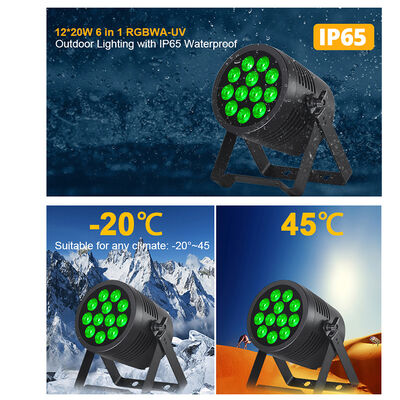 12*20W RGBWA+UV 6in1 LED Par Light IP65 Área exterior à prova d'água DMX512 Iluminação de palco para festa de DJ de casamento