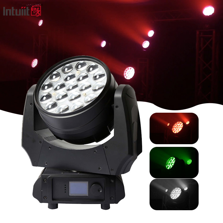 Alta Qualidade Lavadora Zoom Moving Head Light 19x10w 4in1 RGBW Led Moving Head Para Parte de Concerto