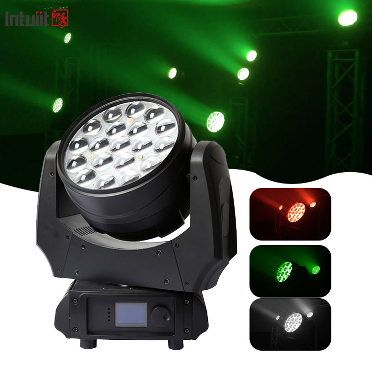 Zoom Moving Led Wash Light 19x10w 4 em 1 Gobo Projector Rgbw Farol Iluminação de palco de festas Efeitos de iluminação Bar Night Club Disco