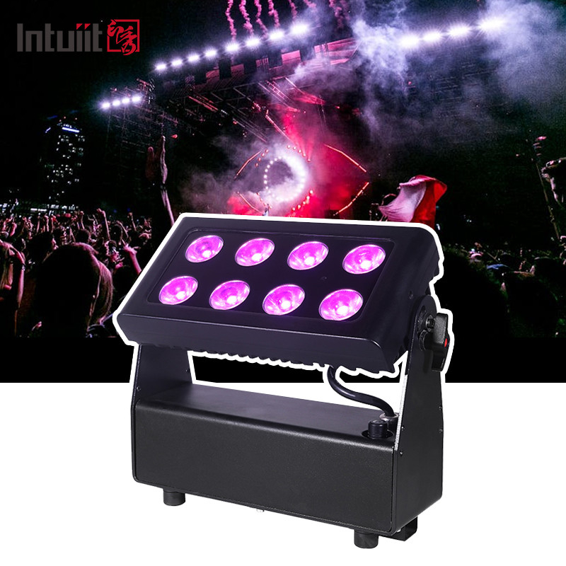 8X15W RGBW 4-em-1 LED Uplights Bateria Alimentada Luzes de palco DJ Luzes Remote e DMX Control