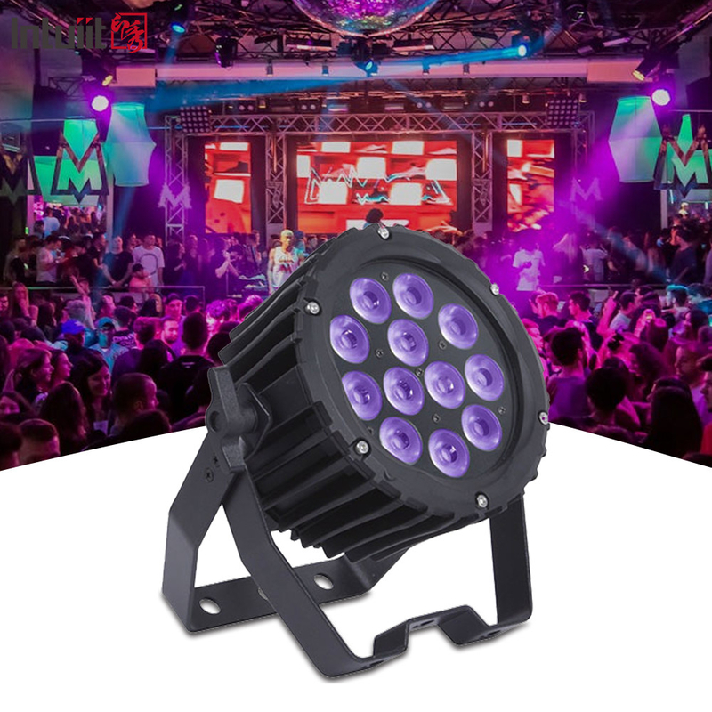 Profissional 12pcs 4in1 12x3W LED Outdoor Par Can Light Iluminação de palco RGBW Alumínio liga DJ Lavar Par Nightclub Luz