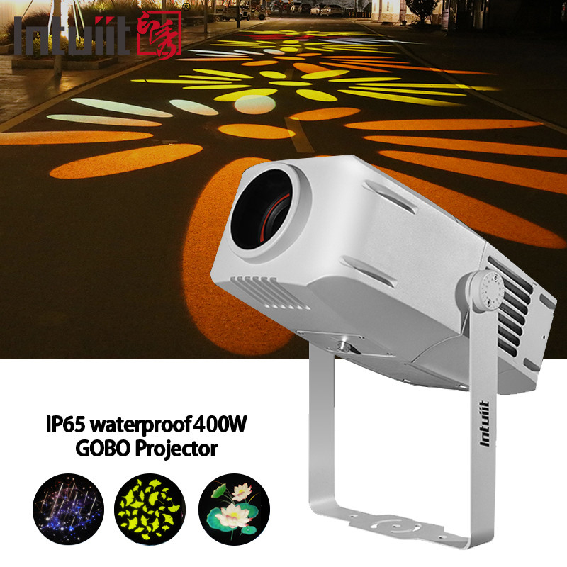 Projetor de imagem rotativo à prova d'água de 400 W Logotipo Floor Gobo Projetor ao ar livre para publicidade