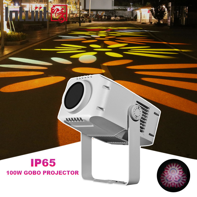 Projector de logotipo personalizado LED à prova d'água de 100W para exterior Iluminação Imagem rotativa Projetor de publicidade personalizado Gobo