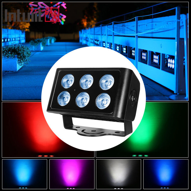Luminária de Lavagem de Parede LED City Color 6x5W Impermeável para Exterior 4 em 1 RGBW Holofote para Hotéis e Edifícios Modo de Controle DMX512