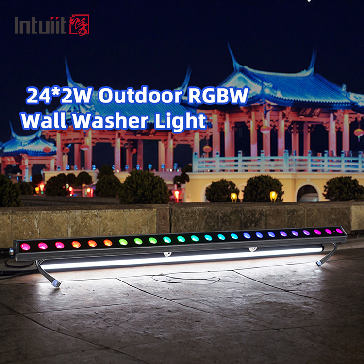 Luminária de parede LED Washer 24*2W para exterior IP65 à prova d'água RGBW Colorido Edifício Wall Washer Lights