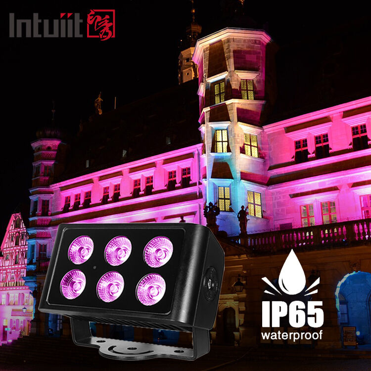 Luzes LED Exteriores 6x5W RGBW 4em1 Wash City Color DMX512/Controlo Automático para DJ Discoteca Festa Clube