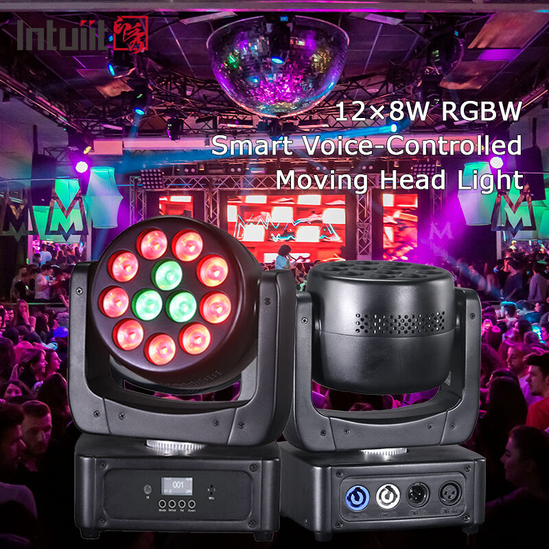 12x8W LED Moving Head Wash RGBW 4in1 Sound Active Party Light DMX Control para DJ móvel Disco Home Party Stage Show
