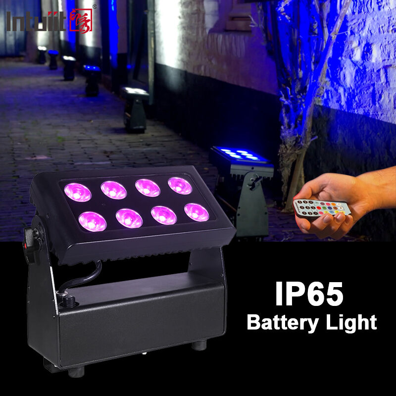 Outdoor IP65 à prova d'água 8x15W RGBW 4 em 1 sem fio alimentado por bateria DMX LED holofote luz de lavagem de palco