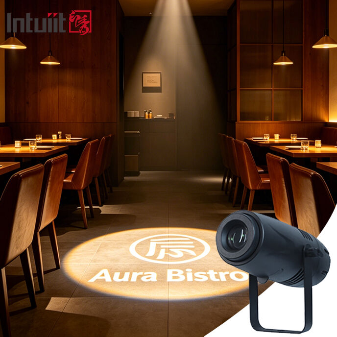 Projetor de logotipo led giratório 40w, luz gobo personalizada, lâmpada de projeção interna de alta definição para eventos de casamento, showroom