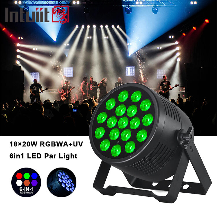 Luz de palco exterior IP65 Impermeável 18x20W LED Par RGBWA+UV 6 em 1 DMX512 Lâmpada de lavagem para festa de casamento Disco Edifício da fachada