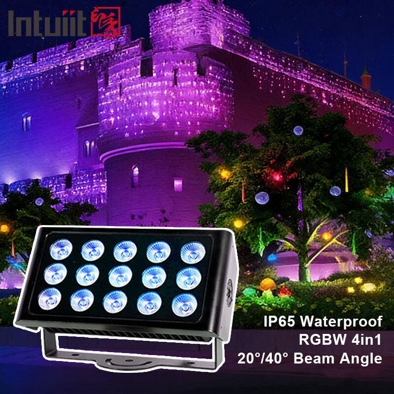 Lâmpada de inundação de LED IP65 Profissional 15x5W RGBW 4 em 1 Lâmpada de paisagem exterior Lâmpada de alumínio Arquitetura Lâmpada de lavagem