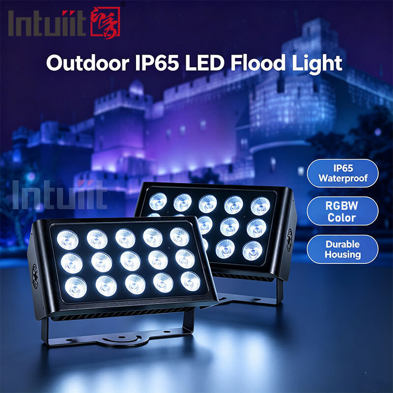 15x5W RGBW 4-em-1 IP65 Holofote LED Externo — DMX512 Impermeável de Feixe Largo para Iluminação de Jardim, Palco e Edifícios