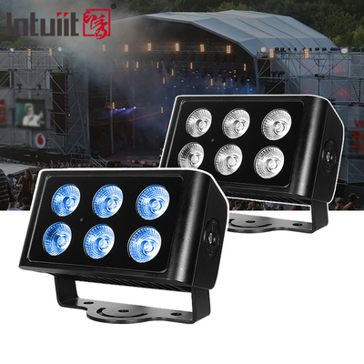 6x5W DMX RGBW 4 em 1 Lâmpada de lavagem de parede LED exterior Luz de inundação