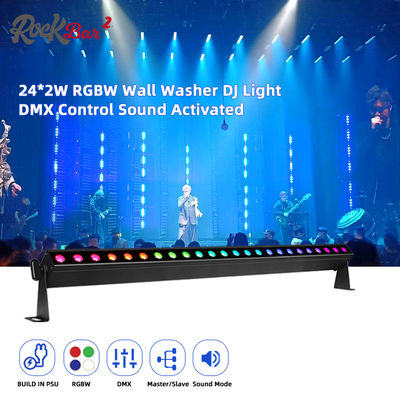24*2W RGBW 4in1 Led Wallwasher bar Modo de som Dj Wedding City Events Stage Led Wash Light