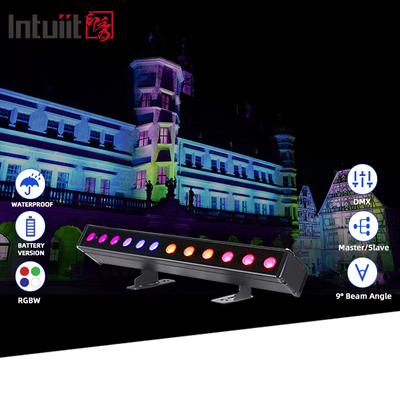 IP65 Bateria Power Led Wall Washer 12pcsx2W Rgbw 4in1 Led bar Light para exterior