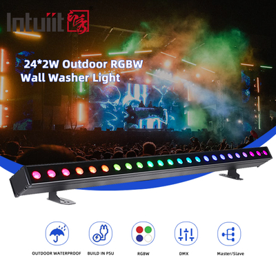 Edifício exterior Led Wall Washer Light IP65 24*2w Impermeável RGBW Wall Washer Bar DJ Led Pixel bar Light Party