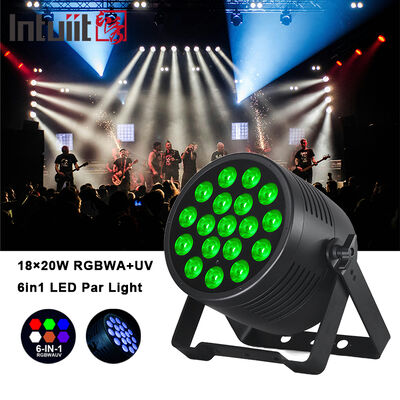 Luz de palco exterior IP65 Impermeável 18x20W LED Par RGBWA+UV 6 em 1 DMX512 Lâmpada de lavagem para festa de casamento Disco Edifício da fachada