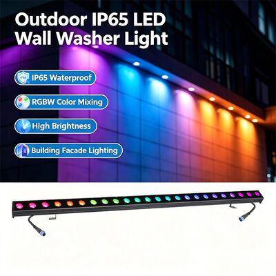 Luz Linear LED RGBW 4 em 1 IP65 para Exterior 2x24W — Luz de Lavagem à Prova d'Água DMX512 para Edifícios, Pontes e Paisagens